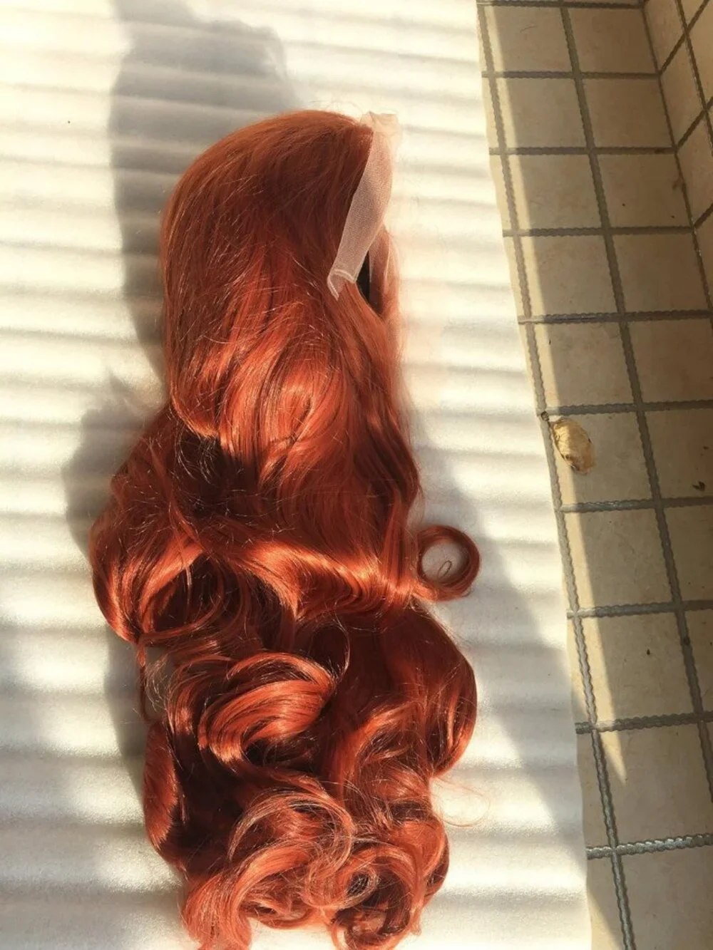 24-Inch Copper Red Body Wave Lace Front Wig - 180% Density Heat Resistant Fiber
